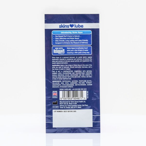 Skins Aqua Water Based Lubricant - 5ml Foil - Image 2